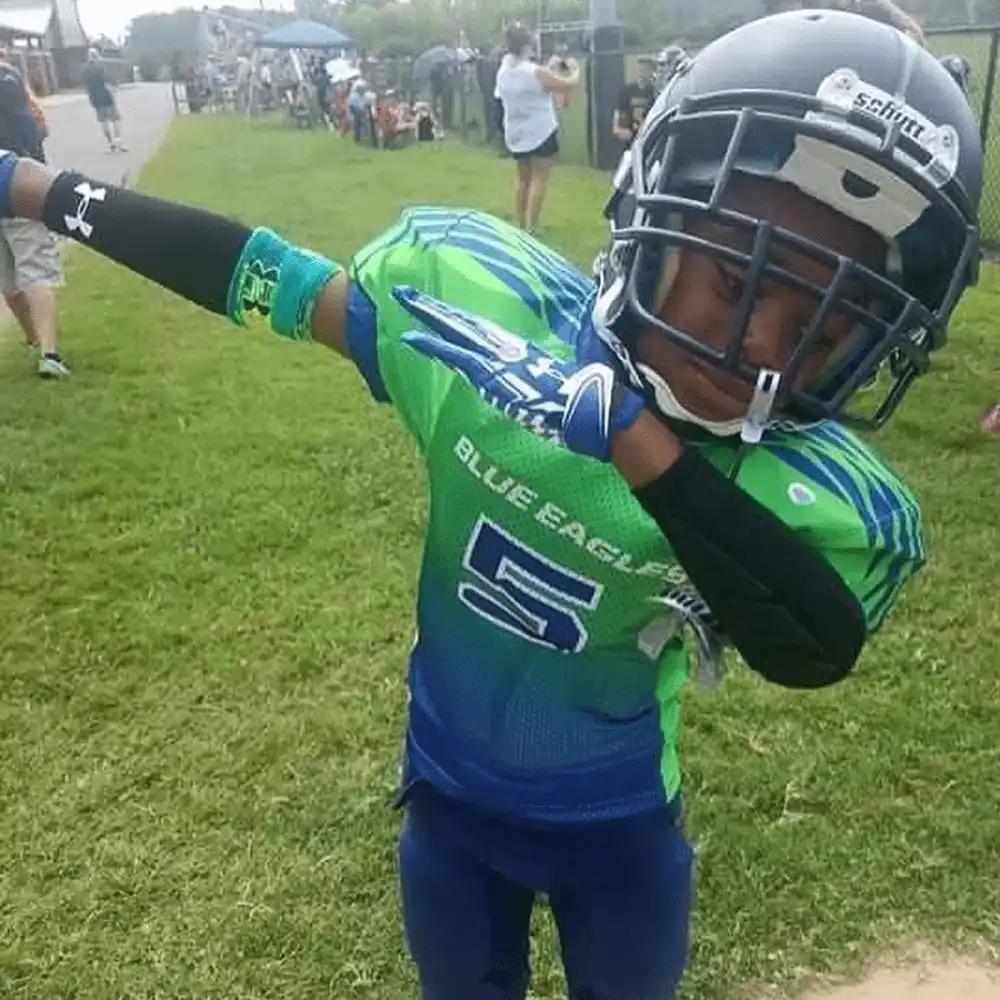 Custom Football Uniforms | Youth Football Uniforms | Blue Eagles Football | Green and Blue Football Uniform | Wooter Apparel